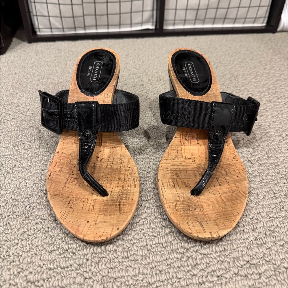 Coach Black and Tan Women's Wedges